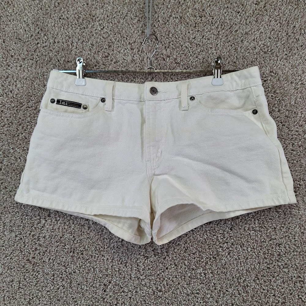 l.e.i. Jean Shorts Juniors 13 (Fits W32) White Denim Cotton Summer Beach Y2K